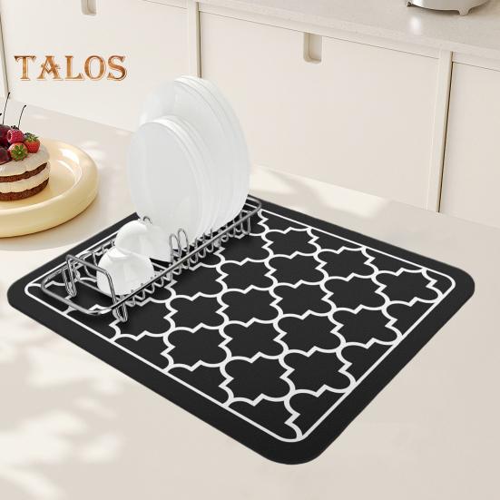Tapis de séchage de vaisselle, grand tapis absorbant et drainant pour comptoir de cuisine, tapis de salle de bain multifonctionnel pour café