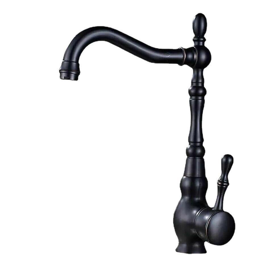 Black Brass Kitchen Faucet Single Handle Deck Mount Basin Sink Faucet 360 Rotate Mixers Taps Hot Cold Water Faucet