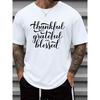 European Sizes Men'S Thankful Grateful Blessed Graphic T-Shirt ,   Machine Washable Christian Faith Apparel for Church Events & Casual Attire