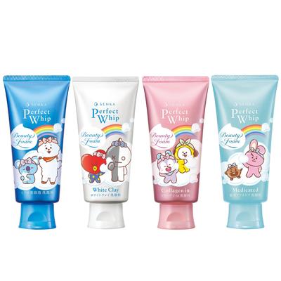 SENKA Perfect Whip BT21 Collaboration Assorted Set 120g X 4 Texture Pores Dirt Foam Dead Skin Moisture Roughness [Bulk Purchase]