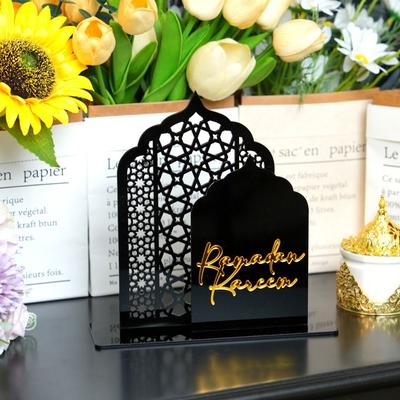 Hollow Castle Ramadan Ornaments Acrylic Gold Black Islamic Festival Gifts Desktop Ornament Craft Ramadan Kareem Decor