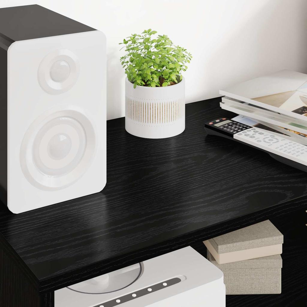 TV Cabinet Black Oak Effect 80 X 35 X 40 Cm Particleboard