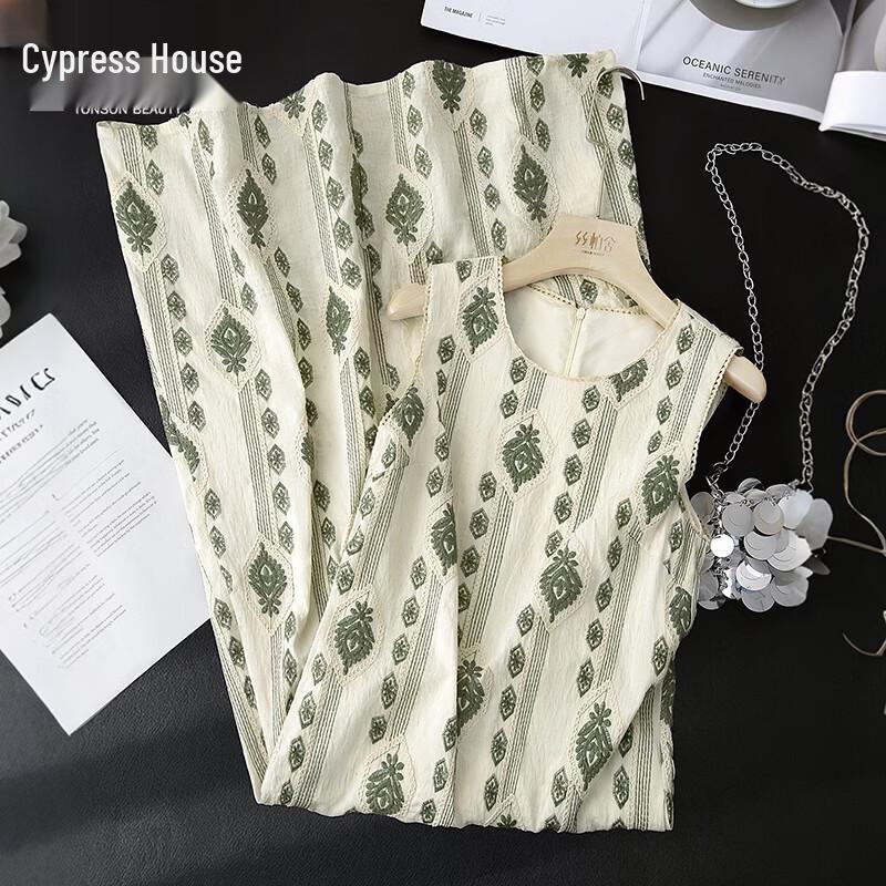 Women s Embroidered Linen Blend Vest Dress M