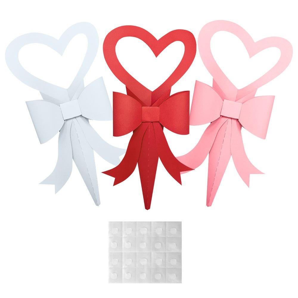 

6PCS Mixed Color Single Flower Boxes Heart Bow Decoration Rose Holder Function Flower Sleeves Single Flower Design 5x5x5cm