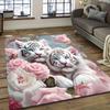 1 stk Hvit Tiger Rosemønster Gulvmatte Moderne Kjøkken Polyester Teppe Sklisikkert Fargerikt Innendørs Teppe, For Hjem Baderom Soverom Stue Dekor