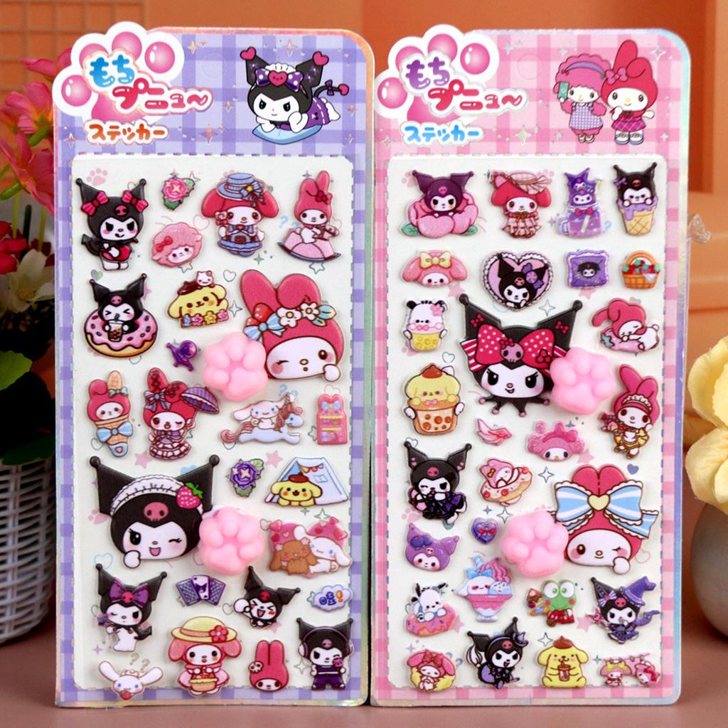 Sanrio Soft Pinched Happy Soft Cute Cat Claw Decompression Sticker Bubble Sticker Phone Case Decoration Sticker