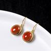 Classic Vintage Design Ruby Earrings For Women Light Luxury Ethnic Style Round Earrings Wedding  Jewellery Accessories
