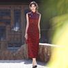 Dark red sleeveless national style new Chinese long cheongsam women's high sense 1011 new improved young spring and summer