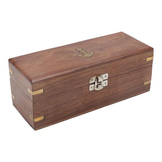 49,53 cm námornícky mosadz Vintage starožitný matný ďalekohľad s drevenou škatuľou Sheesha pre domáce a kancelárske dekorácie