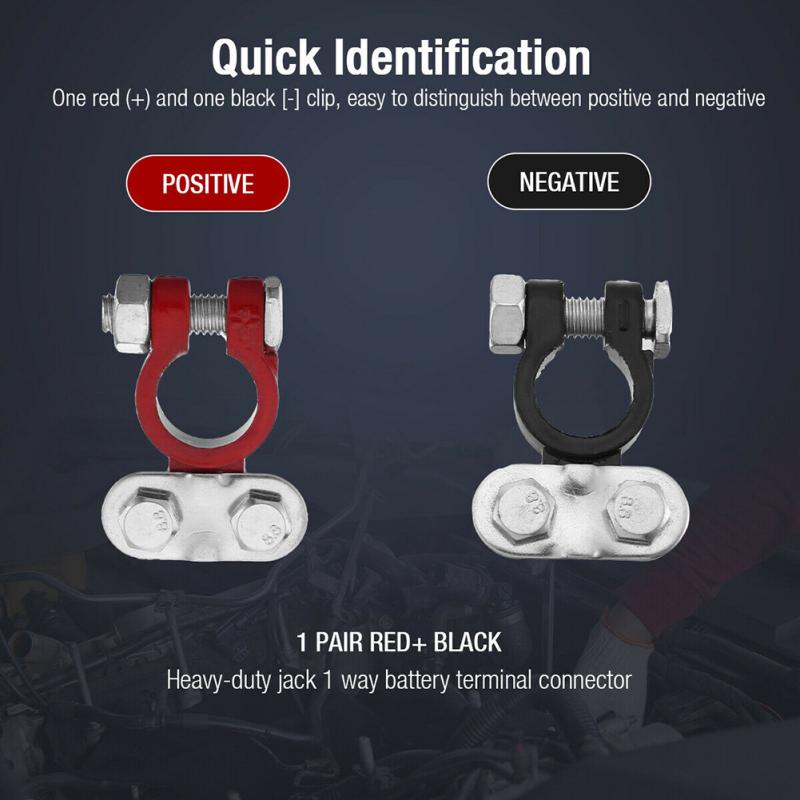 2 Pcs Car Battery Terminal Connector Positive And Negative Pole Post Heavy-duty Clamp Clip Terminal