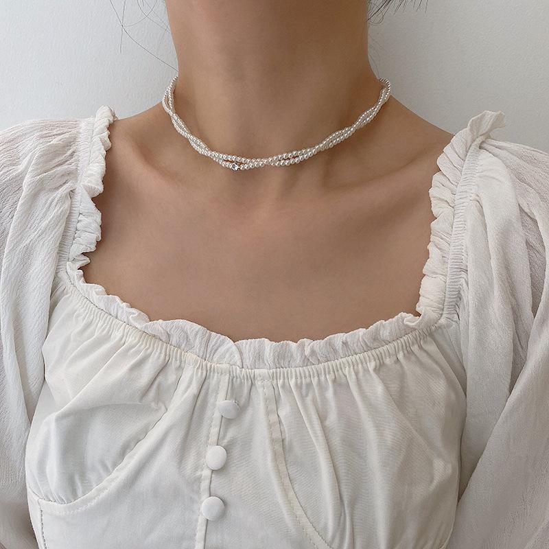Exaggerated Cyber Multilayer Bead Punk Collar Clavicle Chain Geometric Bead Necklace Female Beads