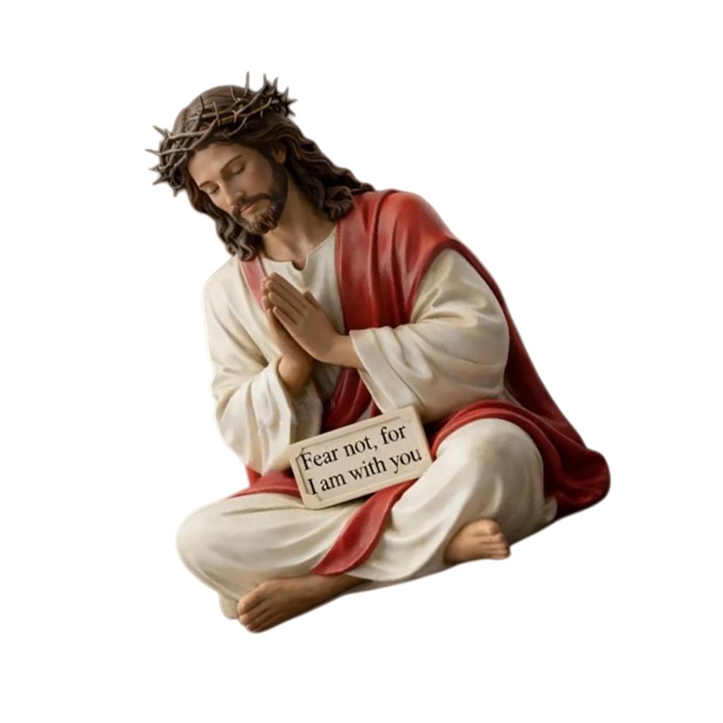 Pray Sitting Holy Resin Statue Desk Companion Figurine Christian Religious Gift Providing Daily Spiritual Comfort