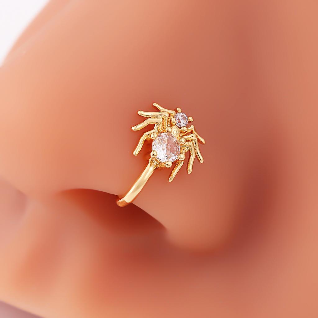 Bezbolestný Piercing Pavoučí Nosní Klip Měděný Mikro-Vykládaný Zirkon Kreativní Piercing do Nosu Osobnostní Niche Pavoučí Nosní Dekorace