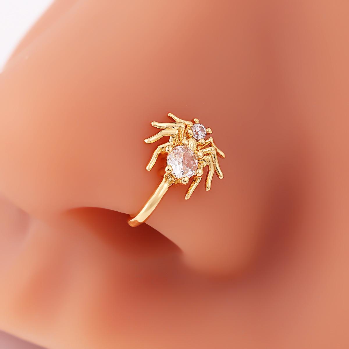 Безветренный Пирсинг Паук Зажим для Носа Медь Микро-Инкрустация Цирконий Креативный Пирсинг в Нос Личность Нишевый Паук Украшение для Носа