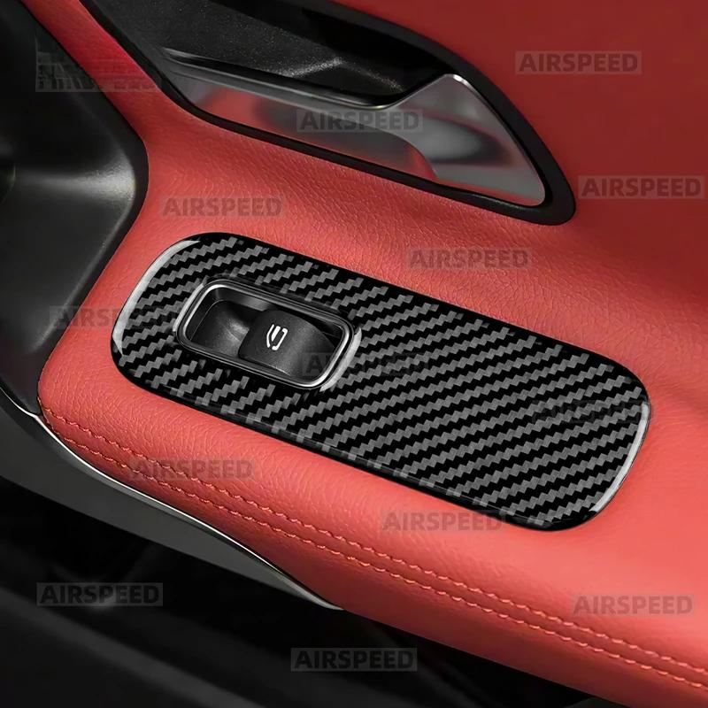 Real Soft Carbon Fiber Trim Sticker For Mercedes Benz A CLA Class W177 W118 C118 2020-2024 2025 Car Window Lift Control Frame.