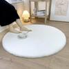 Round Faux Rabbit Fur Rug - Bedroom, Bedside, Hanging Basket, or Vanity Use