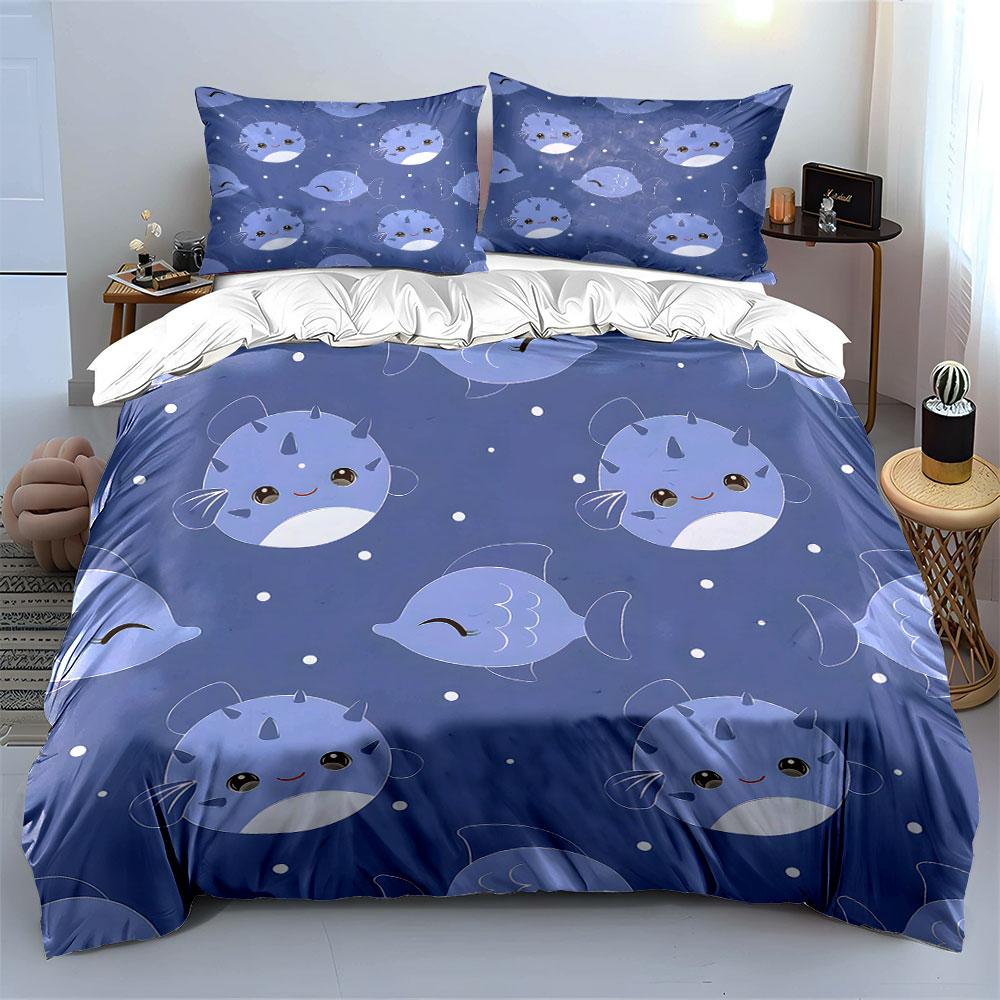 "Smiling ocean friends parade." Bedding sets Duvet covers Pillowcases(1* Duvet Cover 2* Pillowcases without duvet insert)