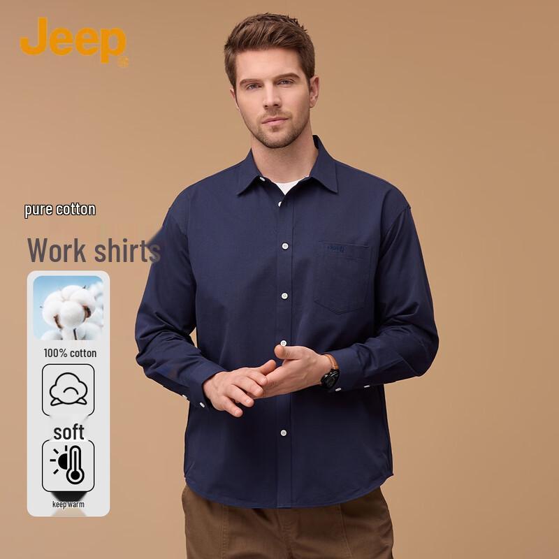 JEEP Men s Classic Spring Autumn Long-Sleeve Cotton Shirt 2XL