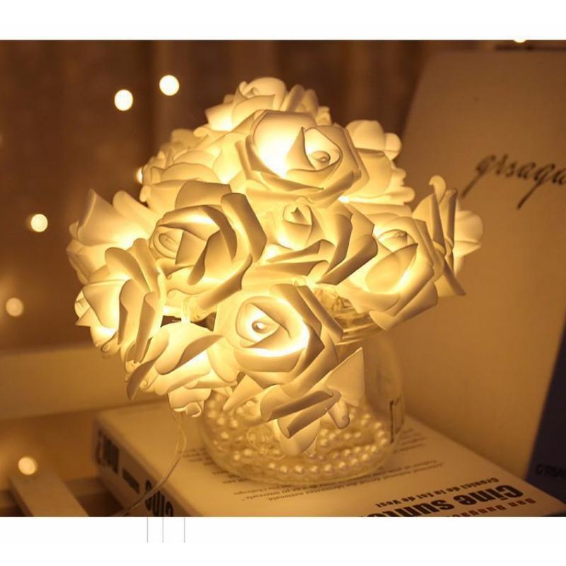 Pink Rose String Lights For Bedroom Battery Operated Flower LED Lights For Outside Romantic Home Dorm Room Festival Fairy Lights