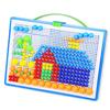 296PCS Colorful Mushroom Nails Pegboard Puzzle Set 3D Mosaic Jigsaw Game Building Blocks DIY Toys