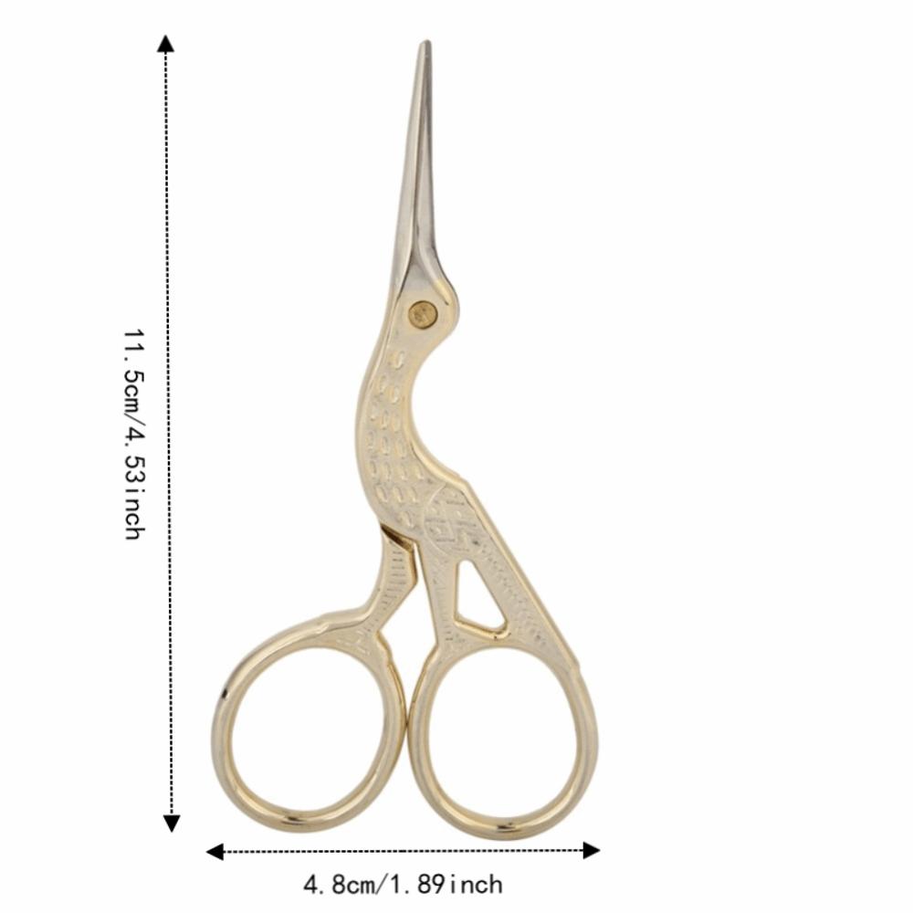 Stainless Steel Embroidery Scissors Sharp Tip Sewing Scissors Crane Shape Scissors  For Embroidery