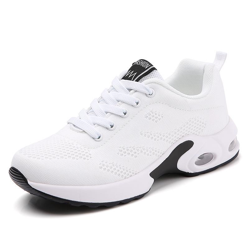 2021 Factory Direct Supply of New Korean Version of Flying Woven Sports and Leisure Shoes Breathable Soft Sole Air Cushion Student Large Size Women'