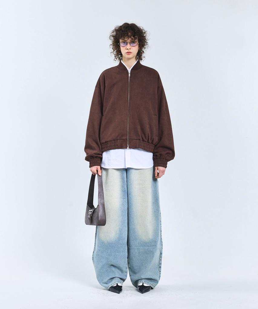 Standarderror 87-Stan059 Minimal Two-Way Suede Blouson Jacket Brown