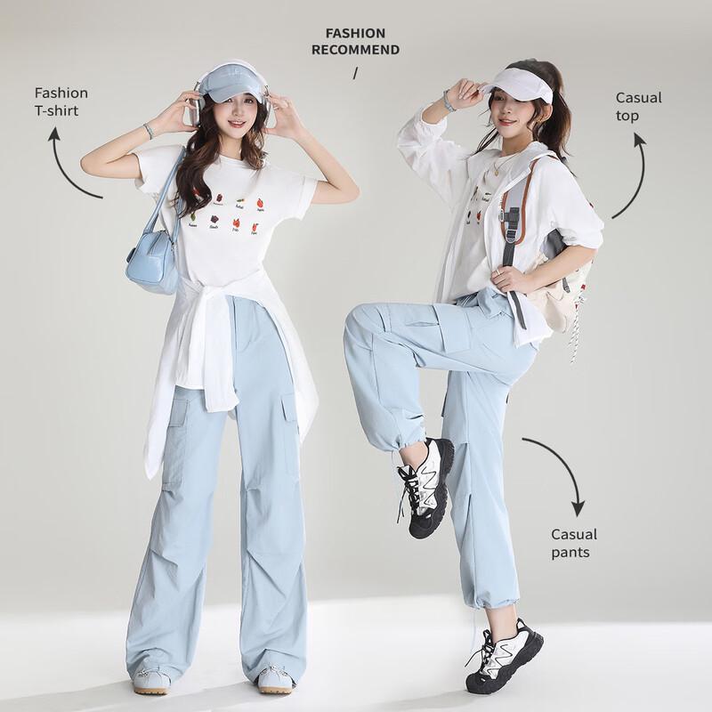 Women s High-Waisted Loose Fit Utility Cargo Pants L