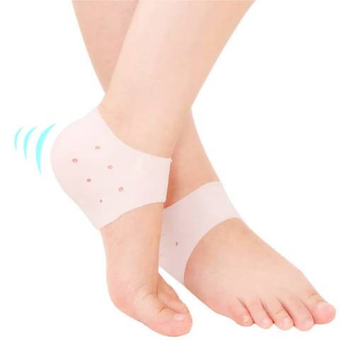 HappyHome Heel Protection Support Cover, Moisturizing, Prevents Blisters, Shock Absorption, Foot Cushion Insoles, Ambidextrous, 2-Pack (Semi-Transpare