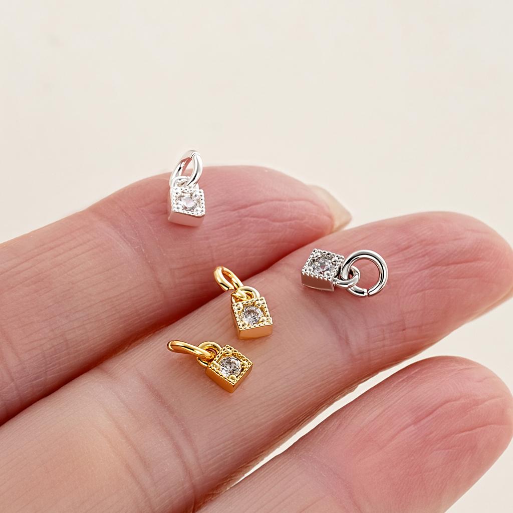 2Pcs 14/18K Gold Color Plated Copper Square Shape Pendants with Zircon for DIY Bracelets Necklace Jewelry Making Accessories