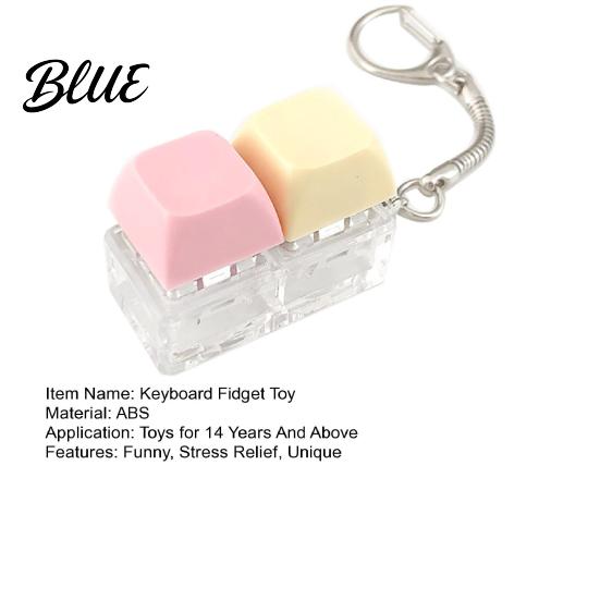Fingertip Fidget Keyboard Toy Silent Stress Relief Keychain with LED Work Break Light Decompression Button Finger Clicker Sensory for Adults