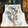 Cute Koala Bear Tree Eucalyptus Leaves Blanket Baby Animals Australian Wildlife Soft Flannel Blanket Nursery Decor Kids Bedroom
