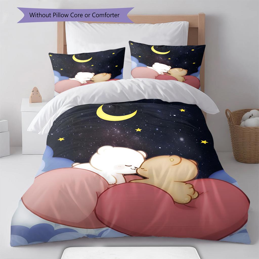 Set Copripiumino Trapuntato con Motivo Anime Federe Decorazione Casa Regalo di Compleanno (1 * copripiumino + 2 * federa, senza nucleo)