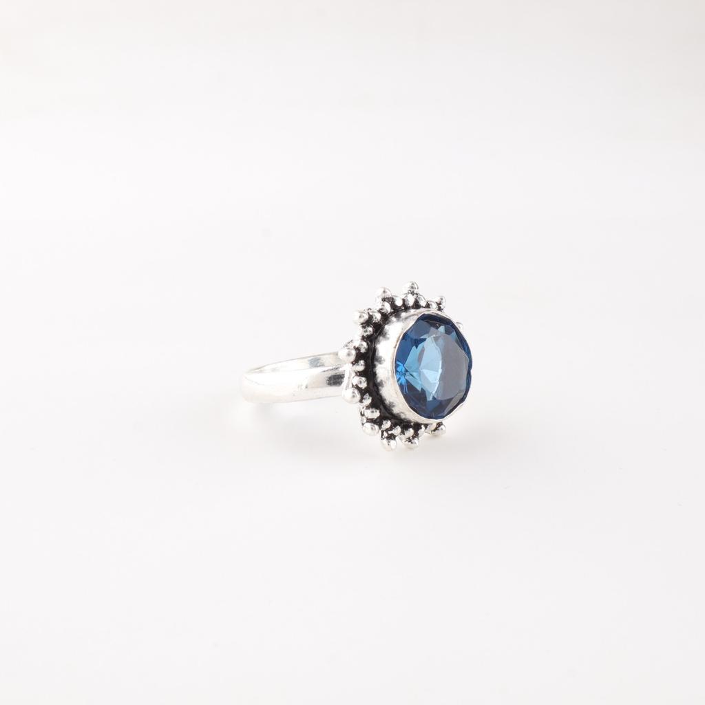 London Blue Topaz Gemstone 925 Sterling Silver Jewelry Statement Ring For Women RR-7-9