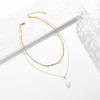 Irregular Pearl Pendant Layered Necklace Fashionable Gold Choker Women Elegant Multi-layer Jewelry