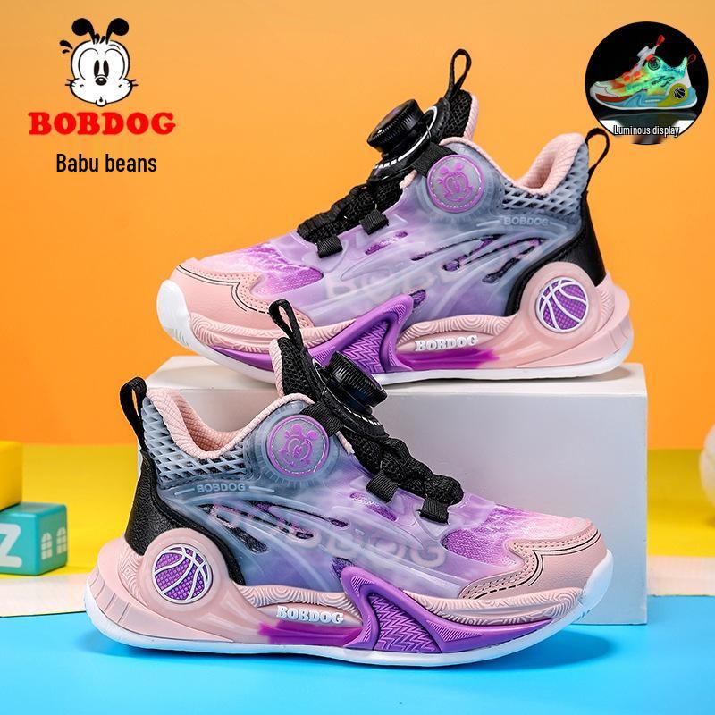 Bobodou Kids' Luminous Running and Basketball Shoes with Rotating Button
