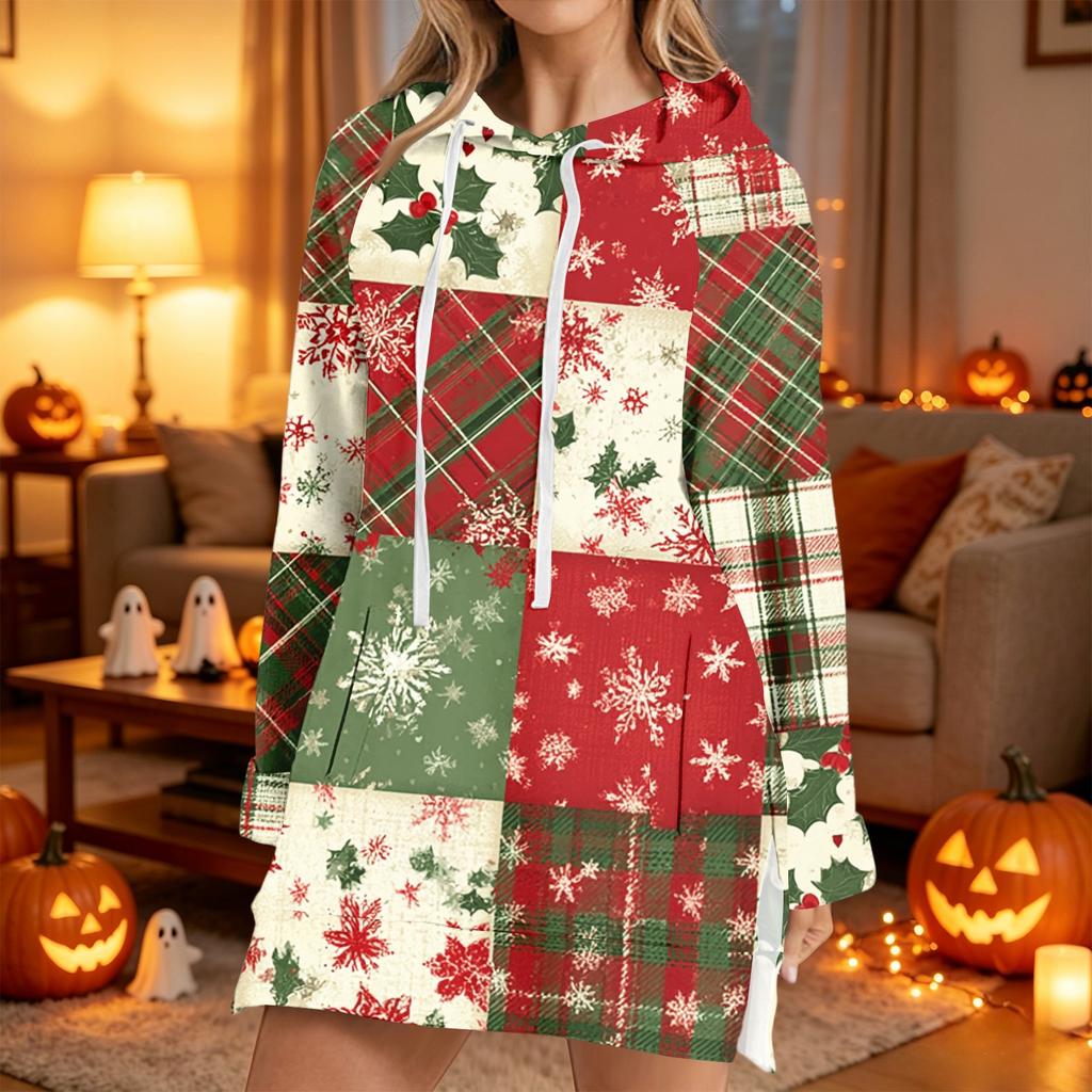 Women's Casual Long Sleeve Christmas Print Hoodie for Winter Holiday