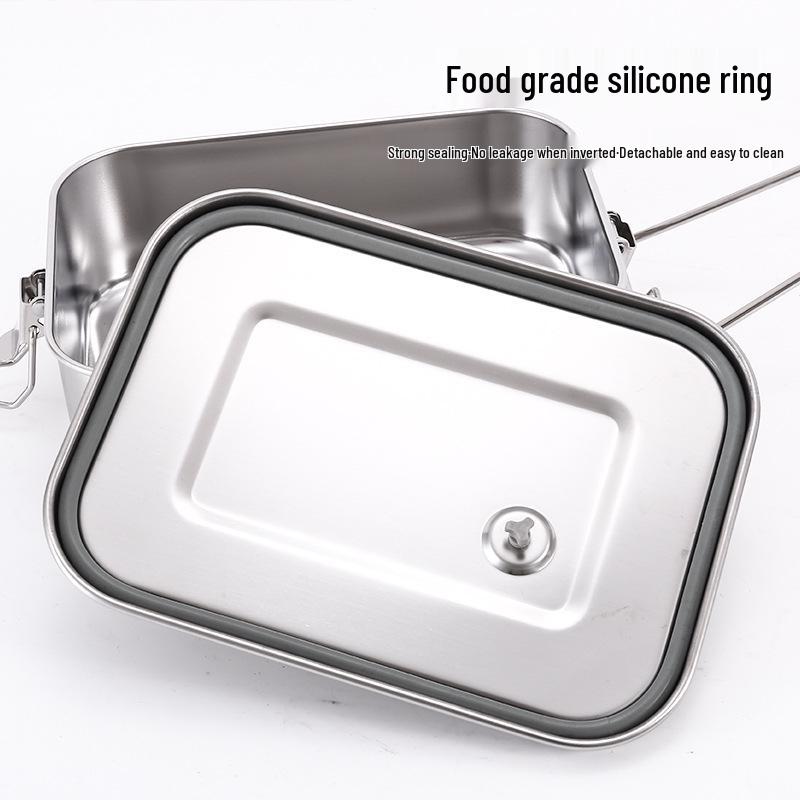 304 Stainless Steel Leak-proof Compartment Lunch Box: Portable, Multi-purpose, Square, Ideal for Students & Office Workers