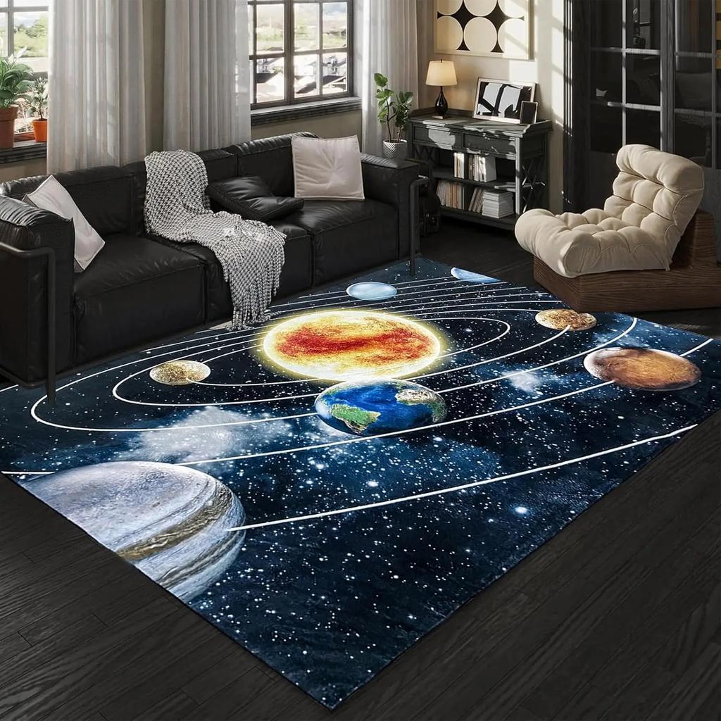 3D Planet Universum Kristallteppich Kinderzimmer Spielmatte Zuhause Wohnzimmer Schlafzimmer Bodenmatte Zuhause Dekorativ Kinderzimmer