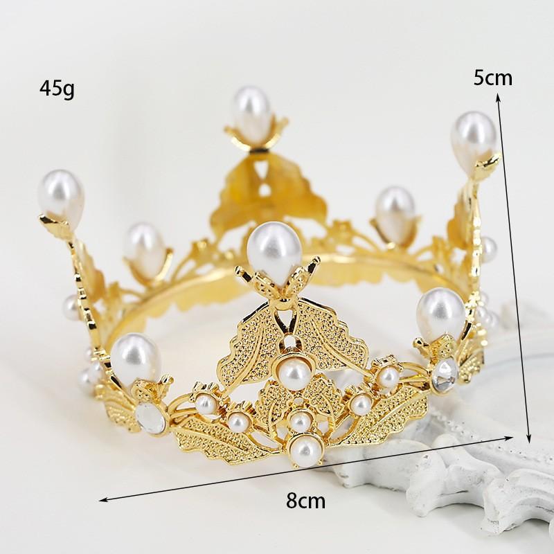 Flowers Baked Cake Crown Rhinestone Pearl Bridal Tiara Children Baroque Crown Tiara Princess