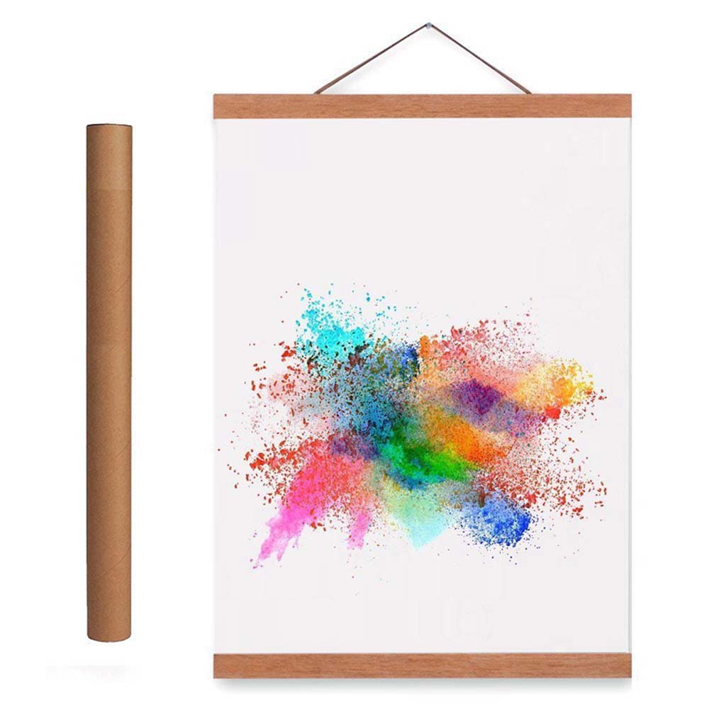 Teak Artwork Magnetic Wall Hanging Home Decor Picture Rack Painting Scroll Poster Frame Wall Art