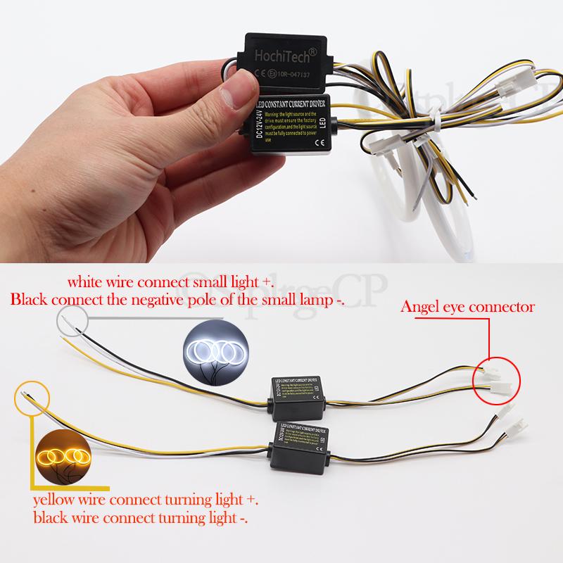 SMD Cotton Light LED Angel Eyes White and Yellow DRL Kit For BMW E60 E61 520i 525i 530i 540i 545i 550i M5 Pre LCI 2003 2004-2007