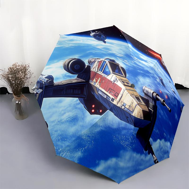 1 PC Automatic Folding Umbrella - outer space Pattern, Portable & Foldable Design with 8 Ribs, Christmas Birthday Gifts