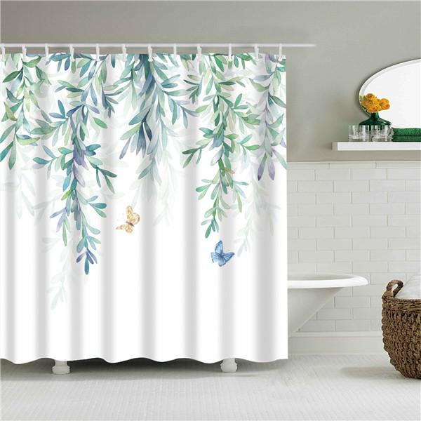 Plant Series Shower Curtain Bathroom Waterproof Polyester Shower Curtain Flower Print Curtains for Bathroom Shower With Hooks