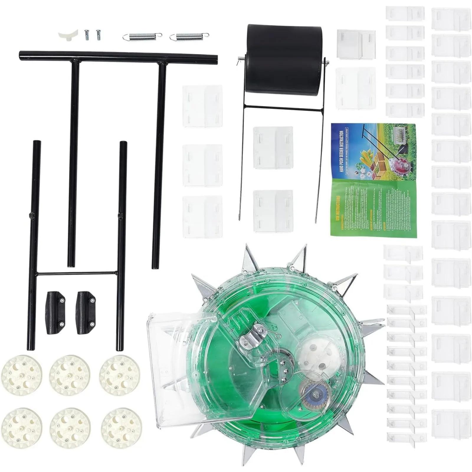 

Ручная сеялка, 12-луночная сеялка для кукурузы, Портативная роликовая сеялка, Сеялка точного высева с шагом 5 дюймов и внесением удобрений зелёный