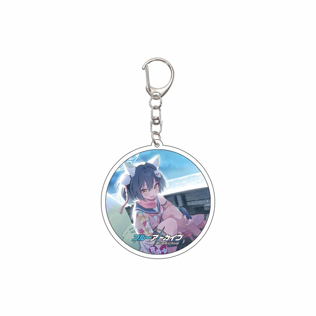55MM Anime Blue Archive Keychain Asagi Mutsuki/Kurodate Haruna/Himuro Sena Key Chain Acrylic Model Plate Christmas Gifts