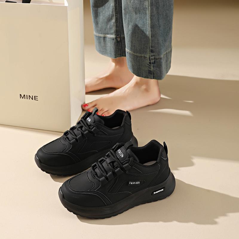 Fashion CRLAYDK Fashion Women's Leather Sneakers Casual Tennis Comfortable Platform Shoes Walking Footwear Ladies Sports Trainers