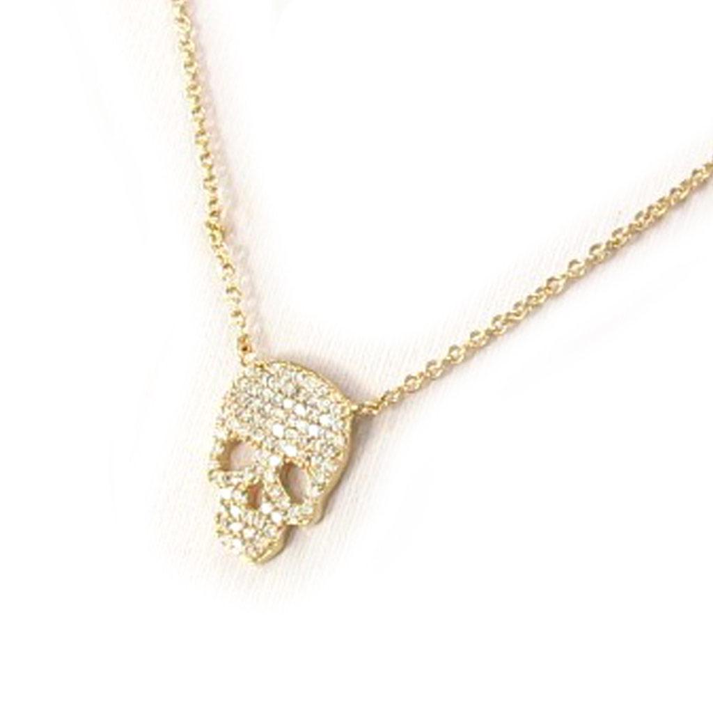 Les Trésors De Lily [K6683] - Gold-Plated 'Skull' Necklace