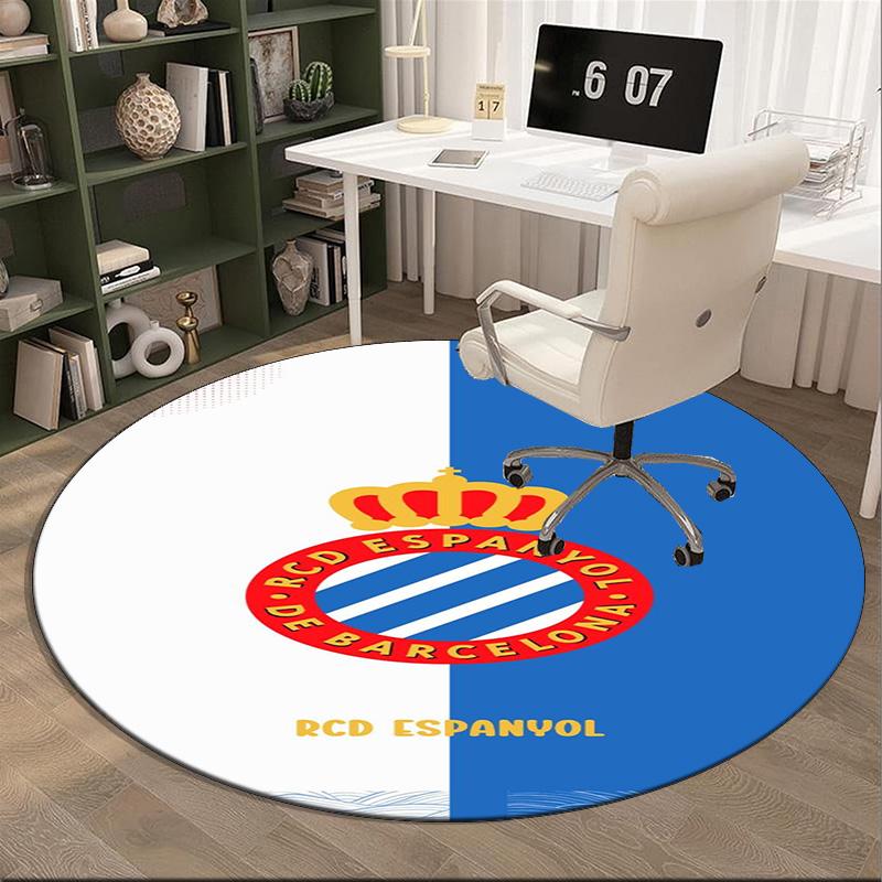Real Sociedad Crest Design Round Rug for Livingroom,Bedroom, Palyroom, Chair Rug, Area rug, Circle Carpet, Large Size Fan Christmas gift
