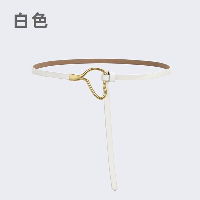 Women'S Leather Belt Knotted Decoration With Dress Shirt Simple Pure Cowhide Thin Belt Trendy